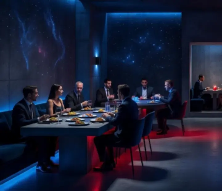 Fine dining póker est, kozmikus vörös-kék fényekkel a Budaverában.